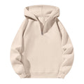 Men'S Quarter Zip Hoodies Zip up Solid Color Hoodie Long Sleeve Drop Shoulder Sweatshirt Casual Pullover Beige L