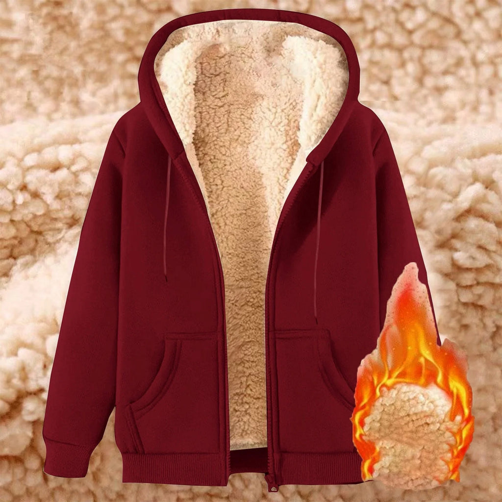 Mens Big and Tall Fleece Hoodie Sherpa Lined Winter Warm Hoodie Jacket Casual Trendy Zip up Outerwear with Pockets Wine,Xxxxxl