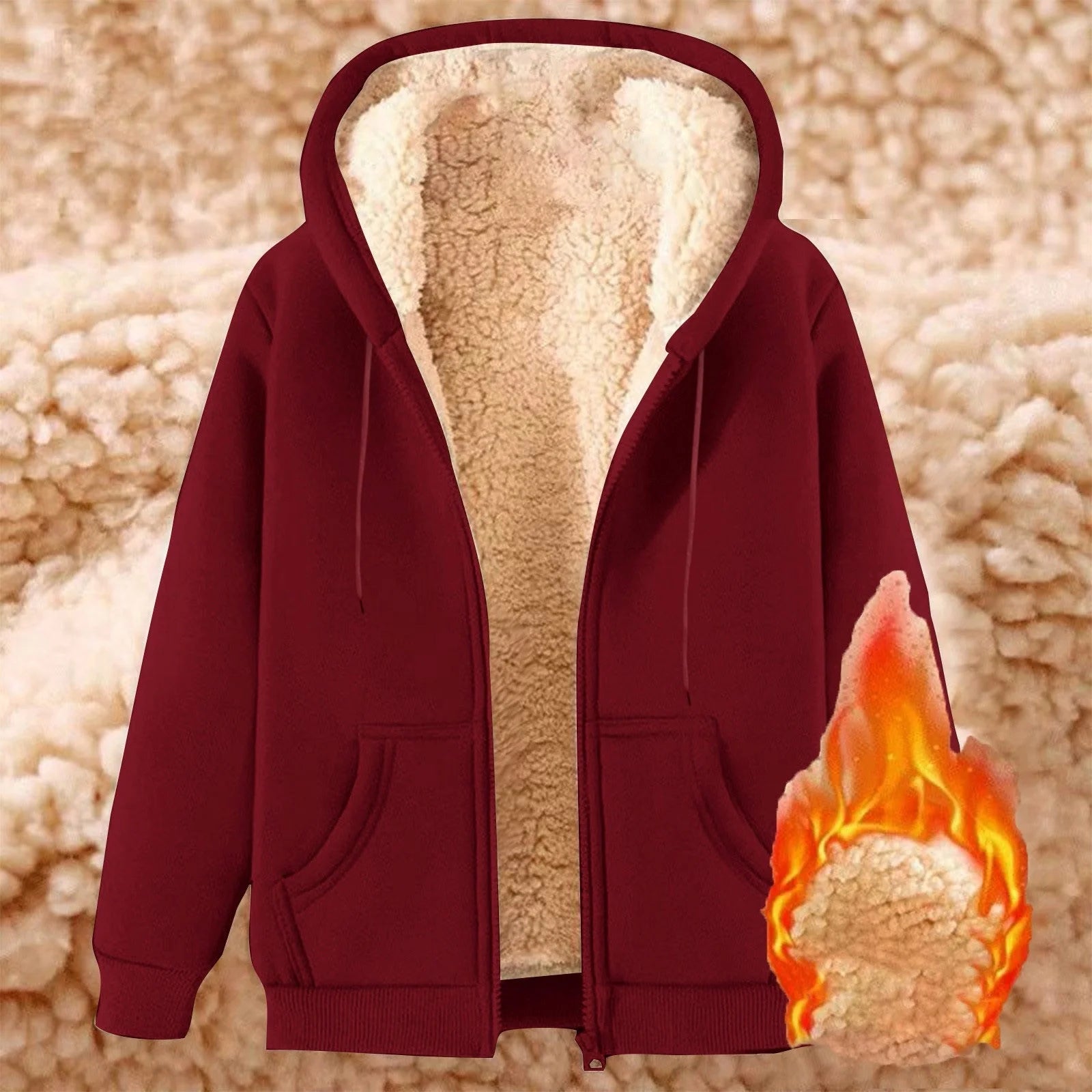Mens Big and Tall Fleece Hoodie Sherpa Lined Winter Warm Hoodie Jacket Casual Trendy Zip up Outerwear with Pockets Wine,Xxxxxl