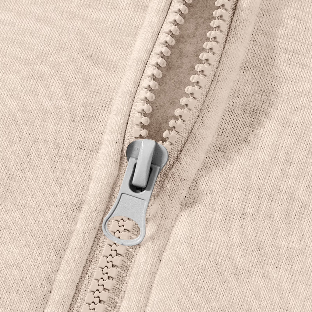 Men'S Quarter Zip Hoodies Zip up Solid Color Hoodie Long Sleeve Drop Shoulder Sweatshirt Casual Pullover Beige L