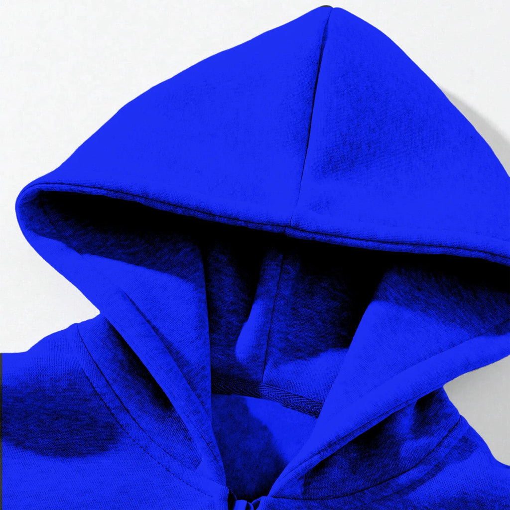 Men'S Quarter Zip Hoodies Zip up Solid Color Hoodie Long Sleeve Drop Shoulder Sweatshirt Casual Pullover Blue 2XL