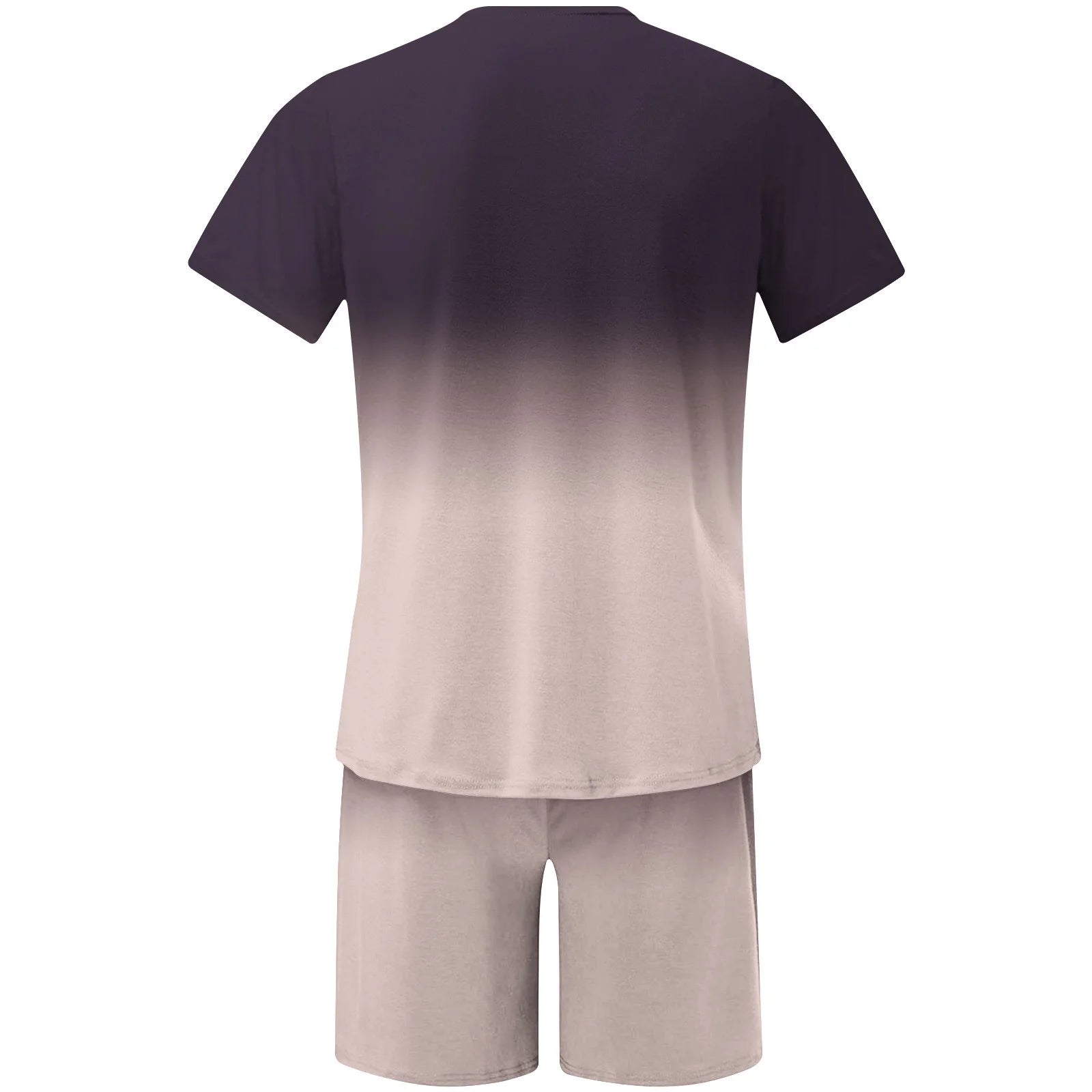 Mens Summer 2 Piece Tracksuit Gradient Color Crew Neck Pull-On Tee Tops and Double Pockets Plain Shorts Vacation Workout Shirts Sets