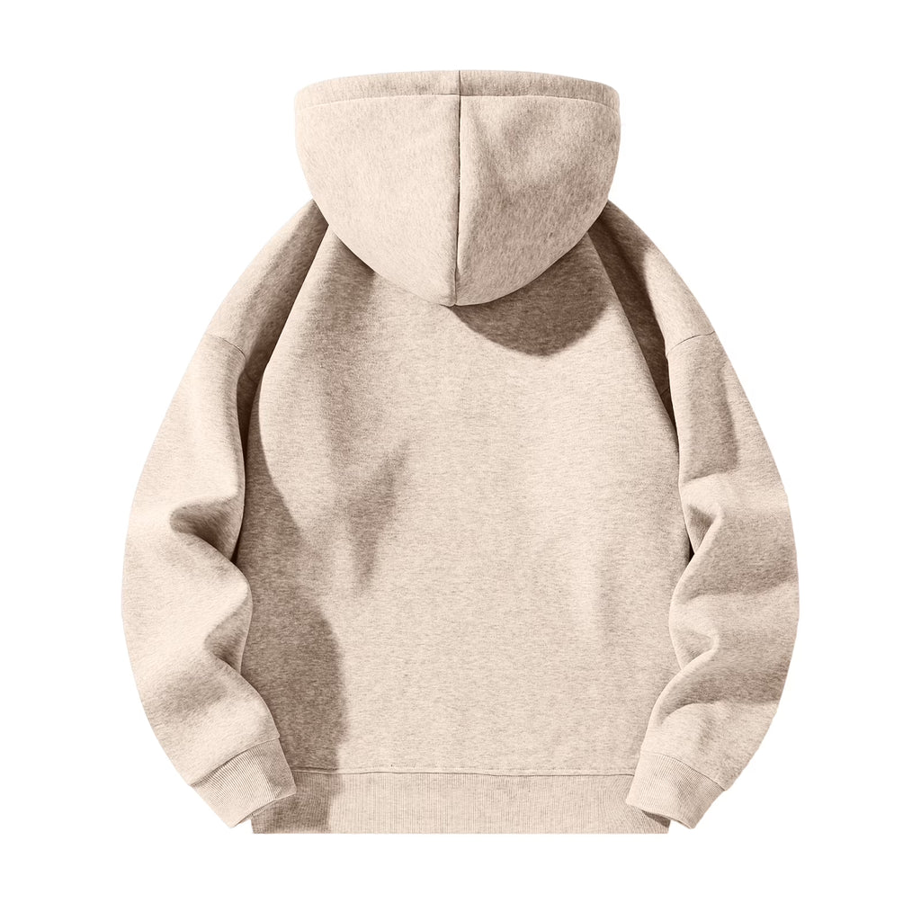 Men'S Quarter Zip Hoodies Zip up Solid Color Hoodie Long Sleeve Drop Shoulder Sweatshirt Casual Pullover Beige L